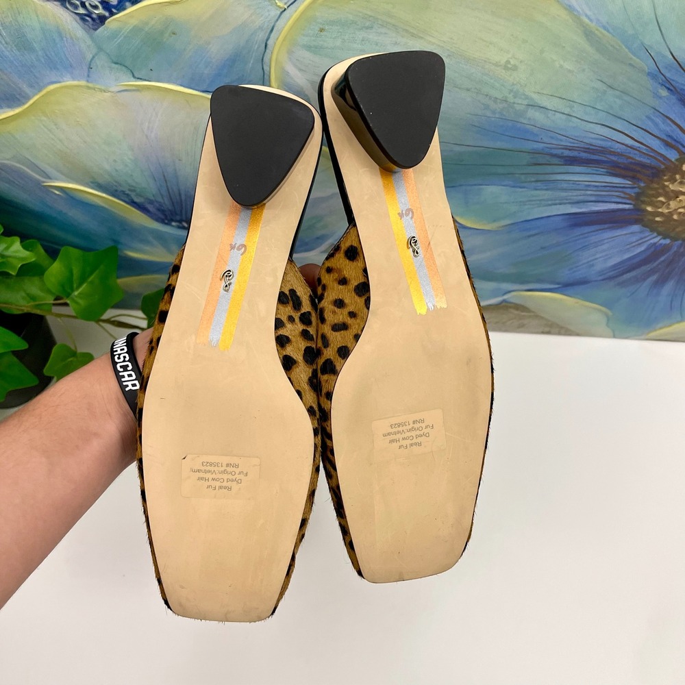 New Sam EdelmanWomen's Ollie Square Toe Mule In Tan Leopard Print Size 6.5 - Picture 10 of 12